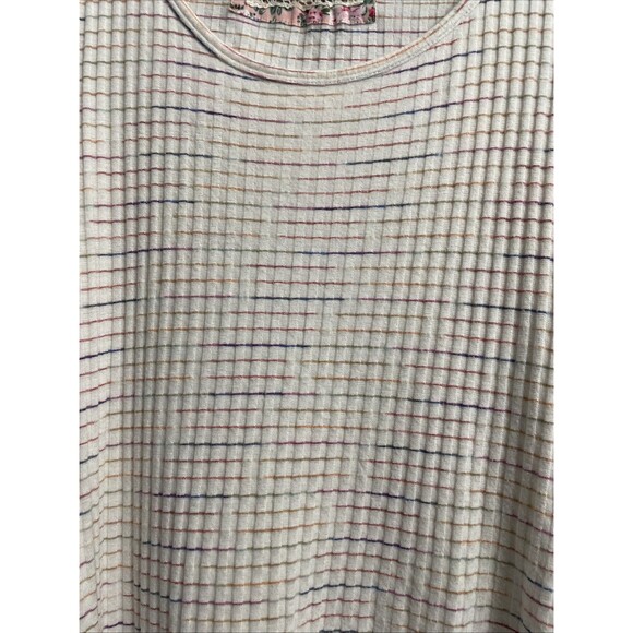 Cupio Blush Women's Sleeveless Top XL Off-White Distressed Stripe Casual Boho - Picture 12 of 15